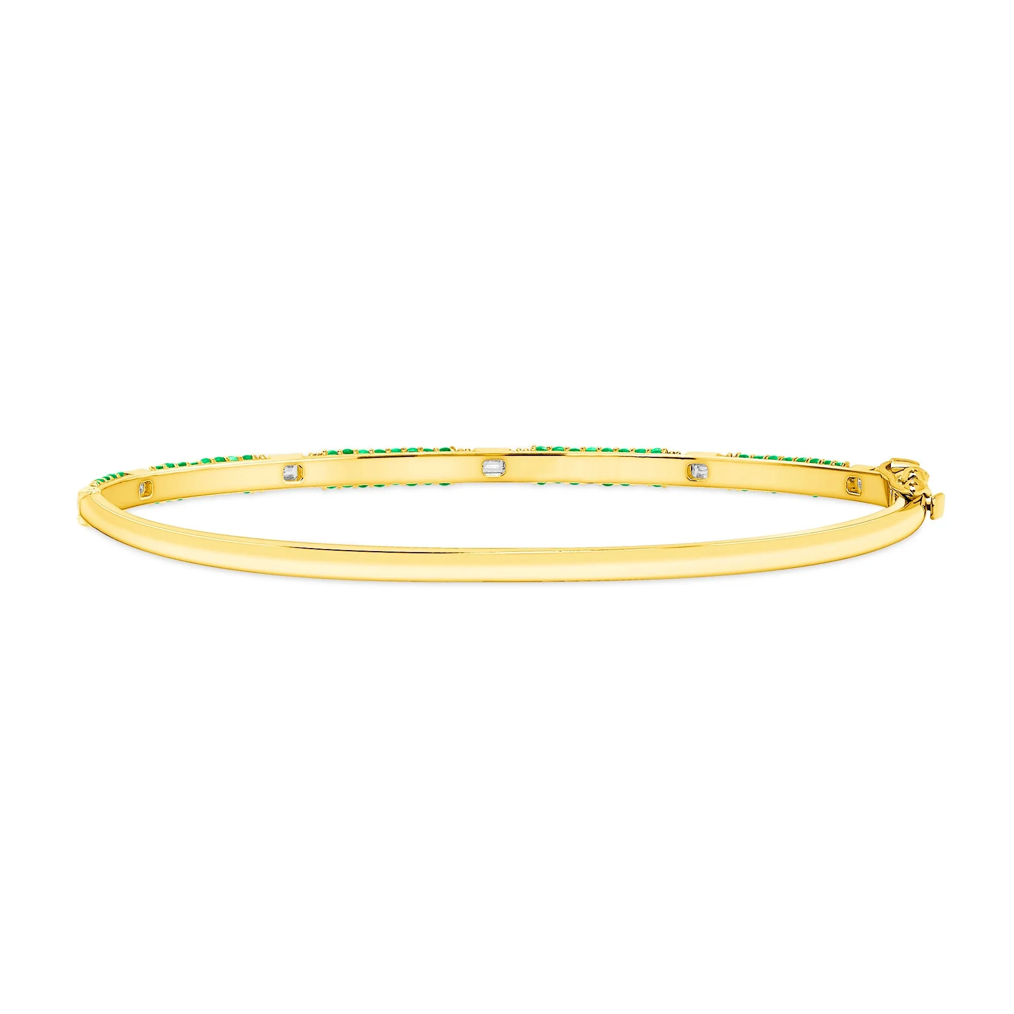 14K Gold Emerald and Diamond Bangle