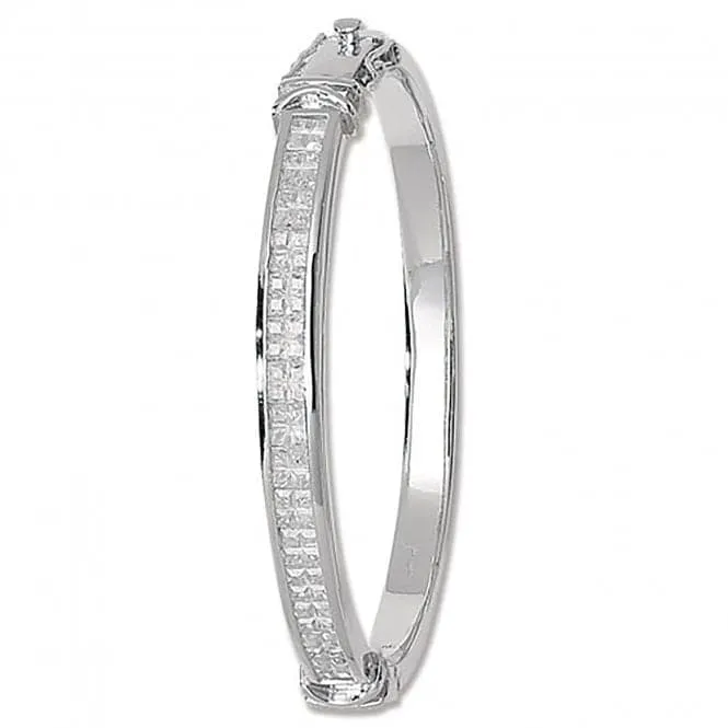 Acotis Silver Bangle Oval Zirconia Hinged G4045CZ