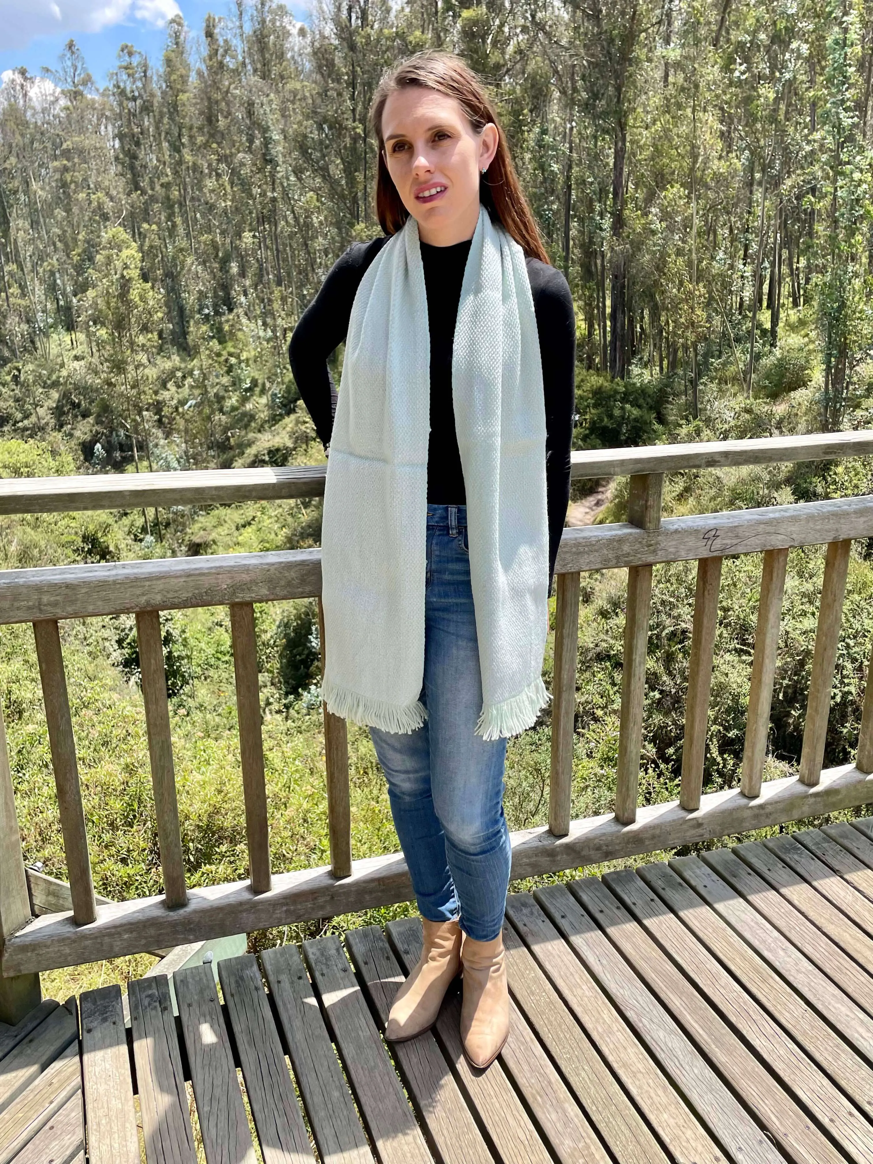 Pretty Knitted Mint Green Wool Scarf