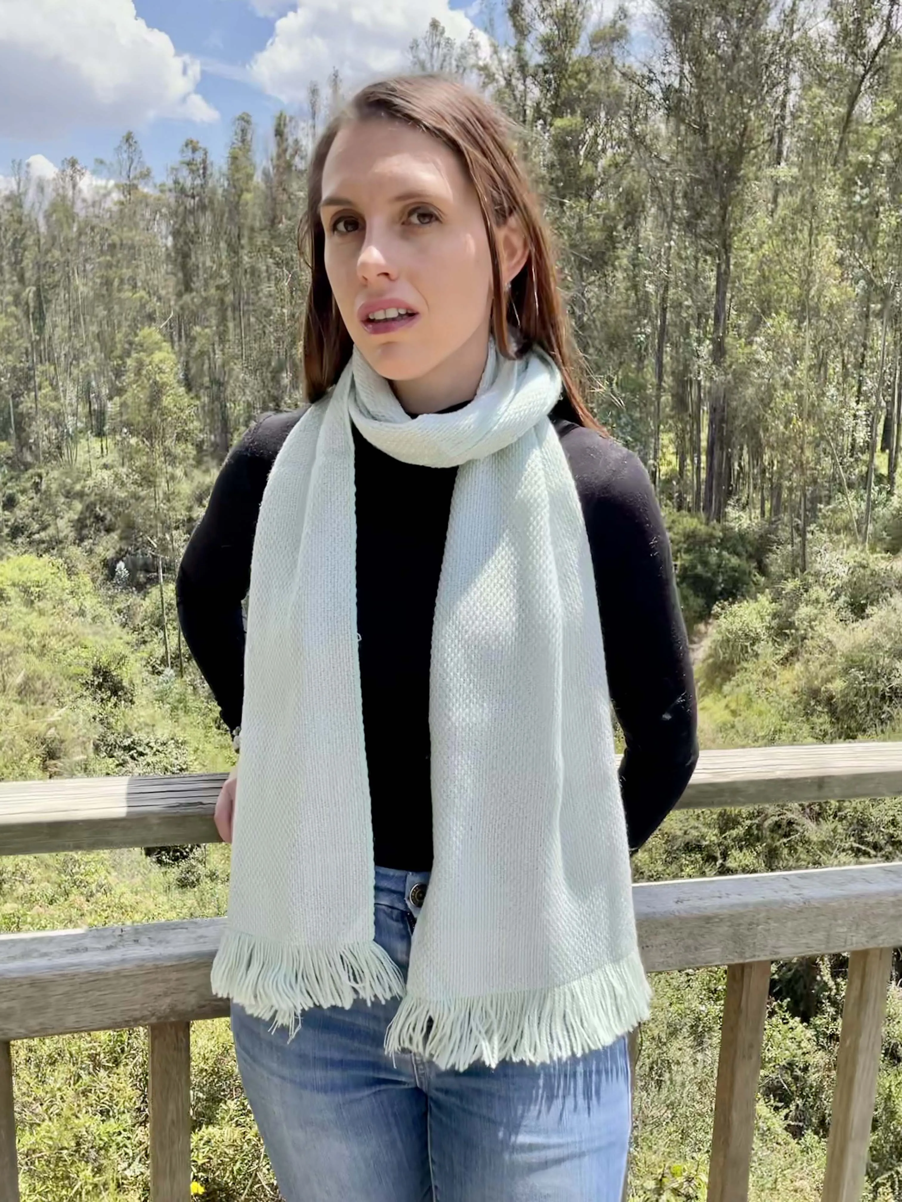 Pretty Knitted Mint Green Wool Scarf