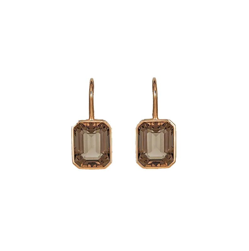 Sabel Collection Rose Gold Smoky Quartz Drop Earrings