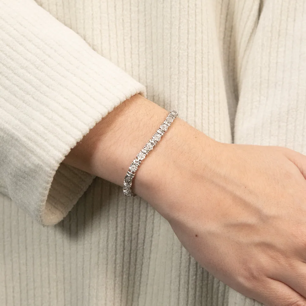 Sterling Silver 1/4 Carat Diamond Bracelet 17.5cm