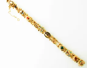 Victorian 14K Yellow Gold, Slide Charm Bracelet