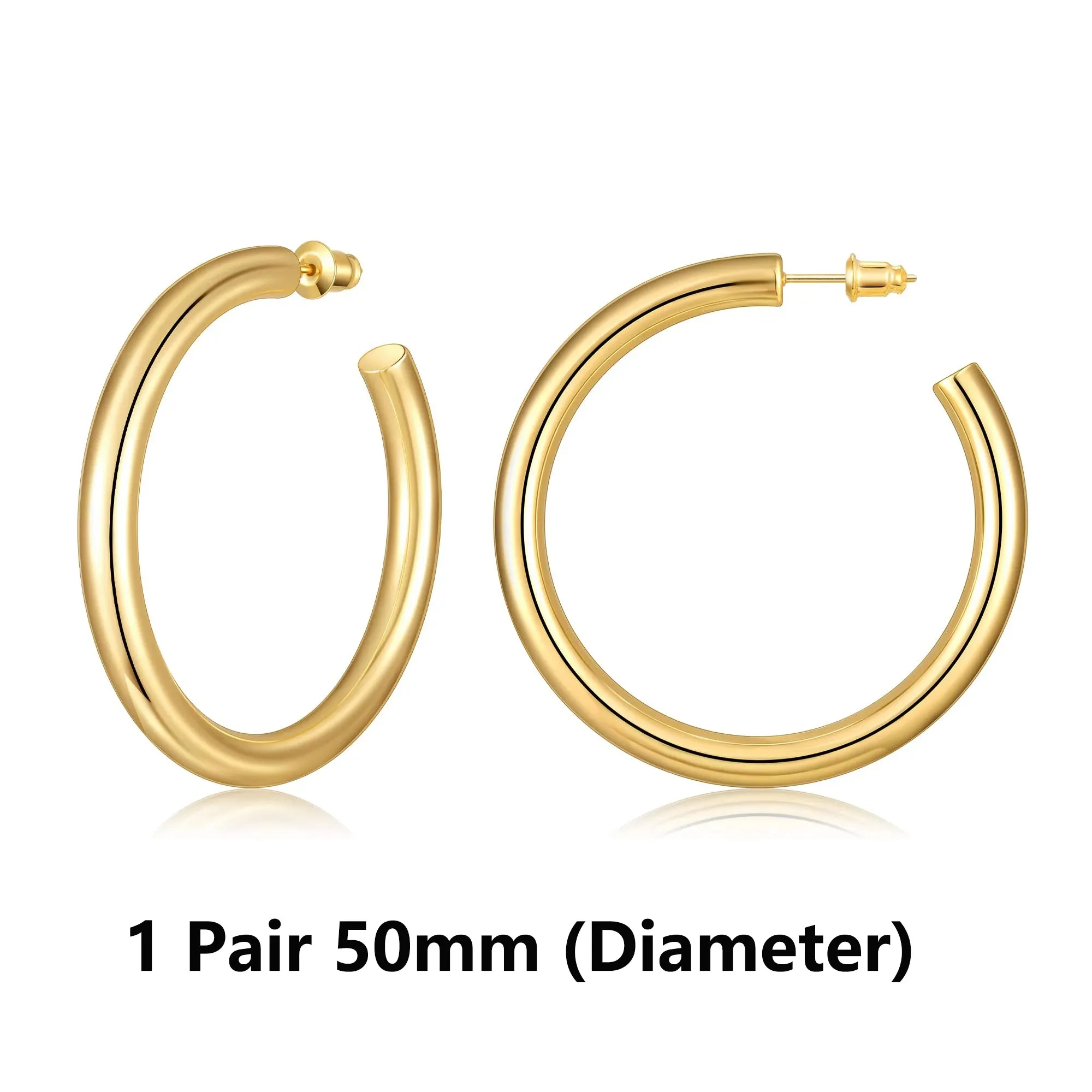 Vonmoos Hoop Earrings for Women Cute 14K Real Gold Plated Copper Hoop With 925 Sterling Silver Post New Modern Jewelry For Women