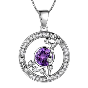 Zodiac Pisces Necklace February Birthstone Pendant Jewelry Women Girls Birthday Gift